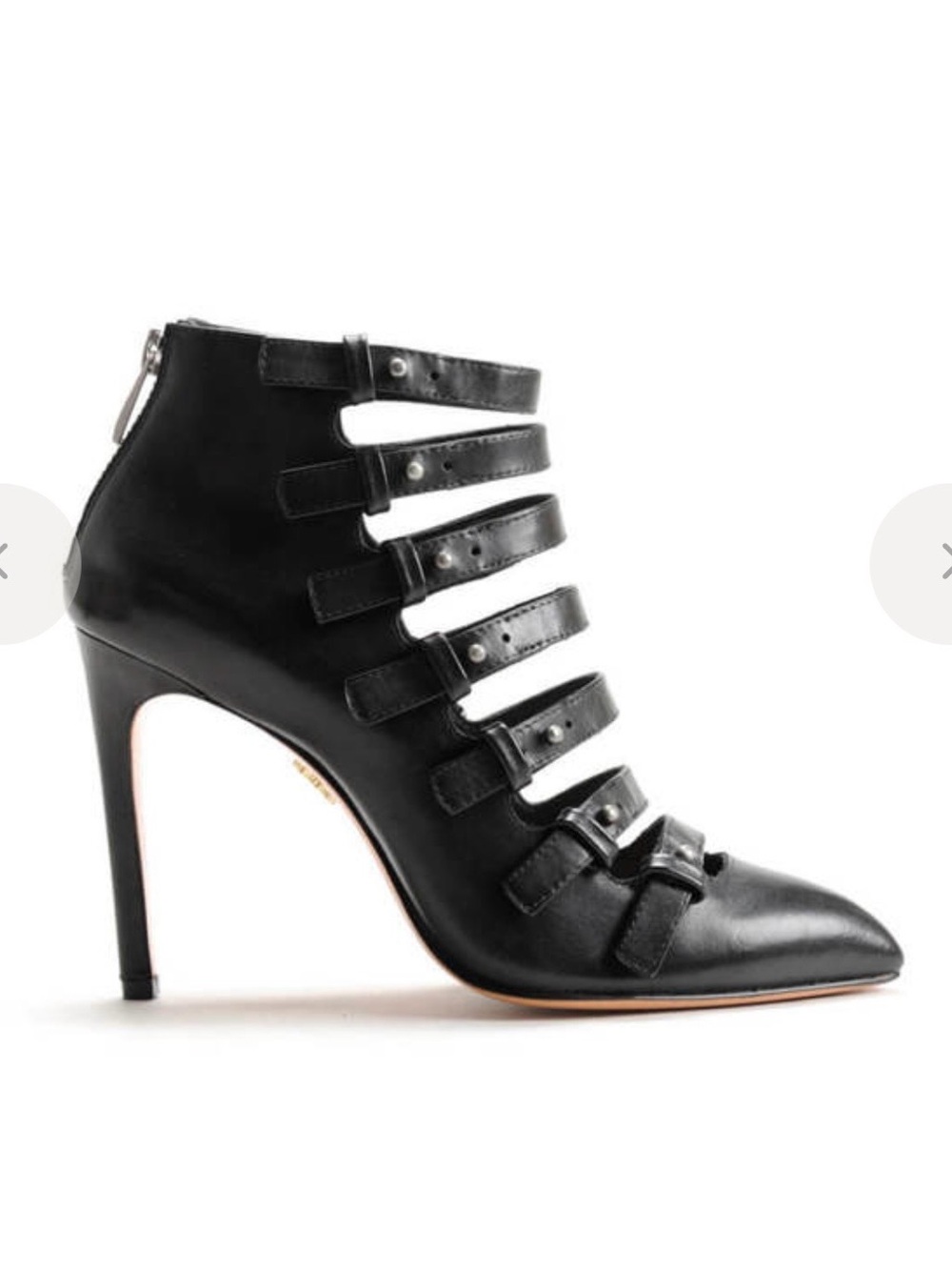 Pour La Victoire Black Strappy Pointed-Toe Stiletto Bootie